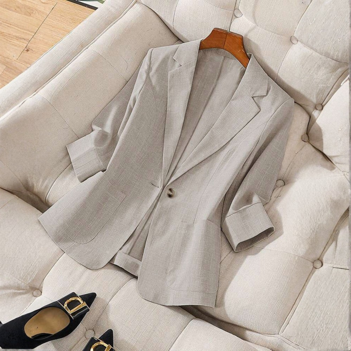 Gillian - Classy Button Front Long Sleeve Office Blazer Coat