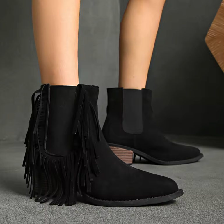 Zora | Luxury Fringe Ankle Boots