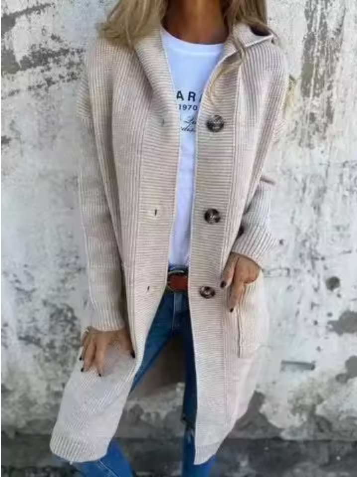 Marlo - Long Knit Hooded Cardigan with Pockets